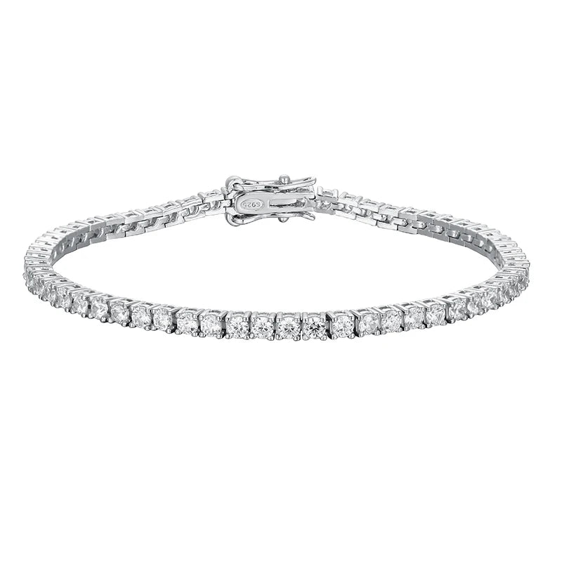 Moissanite Tennis Bracelet in White Gold Plated Sterling Silver