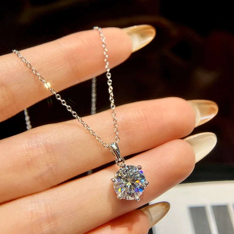 Moissanite Diamond Necklace – Sterling Silver for Women
