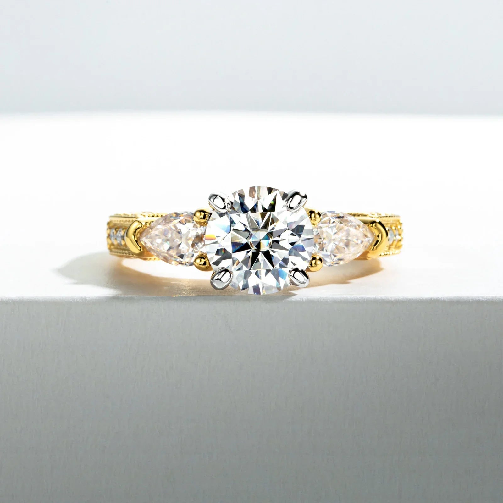 Luxury Moissanite Engagement and Wedding Ring in Sterling Silver