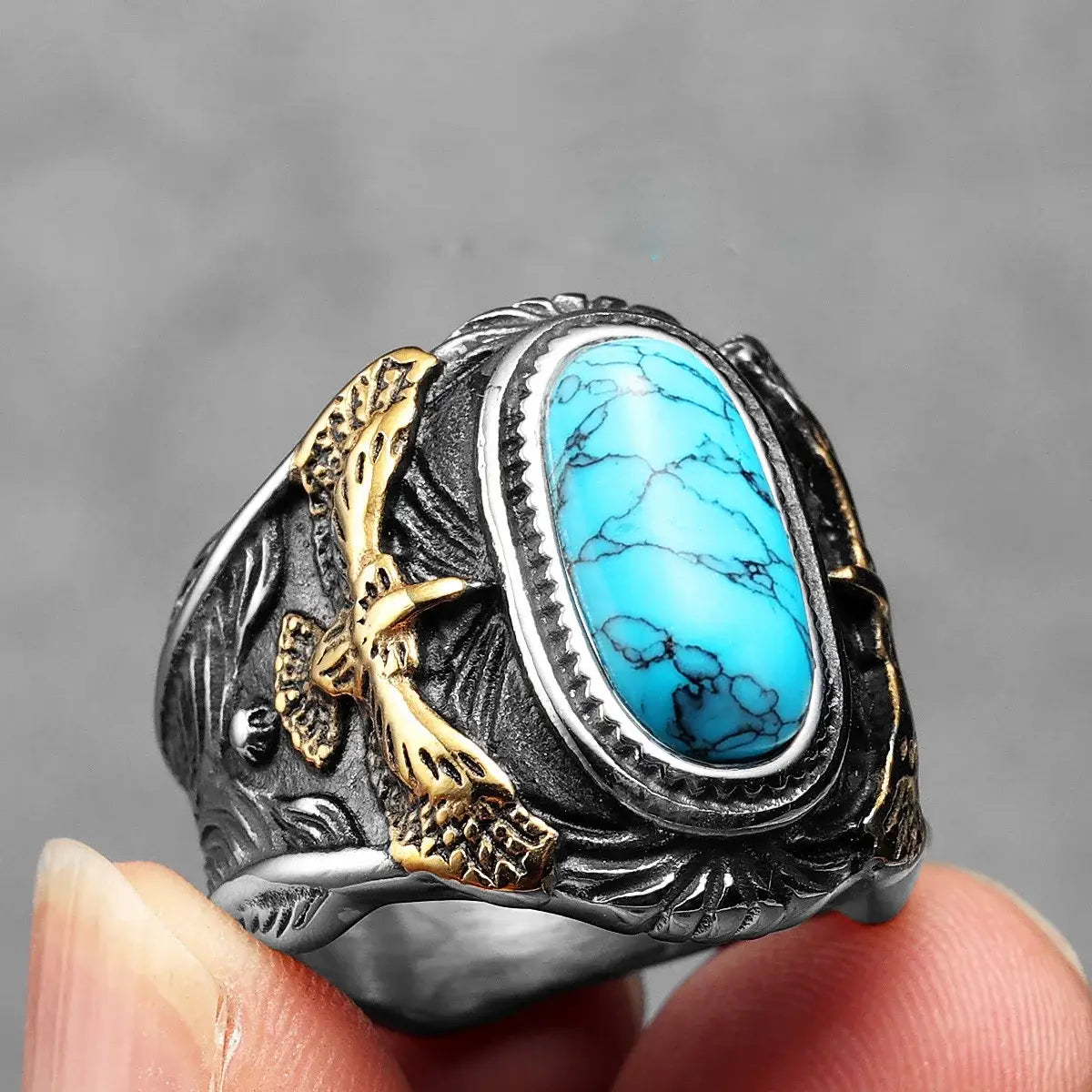 Soar Gemstone Eagle Ring – Punk Stainless Steel Jewelry