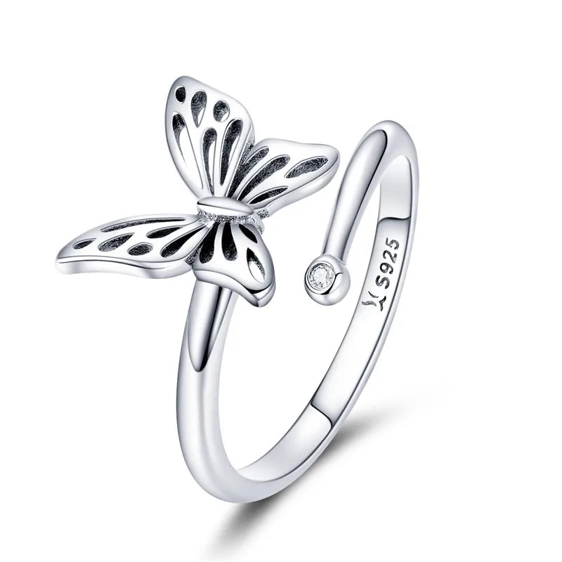 Women’s Adjustable Sterling Silver Zircon Stackable Engagement Ring