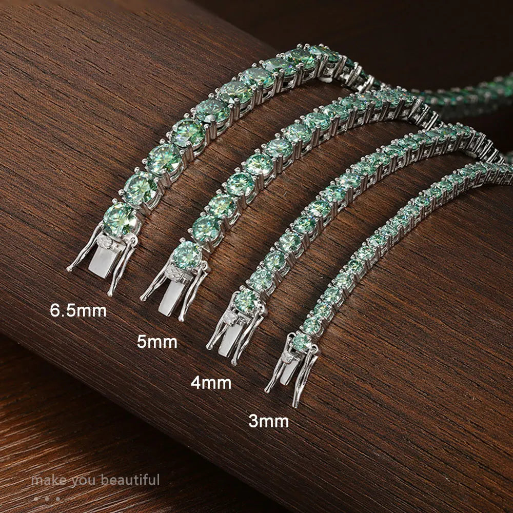 Green Moissanite Tennis Bracelet – Lab Diamond Silver Jewelry