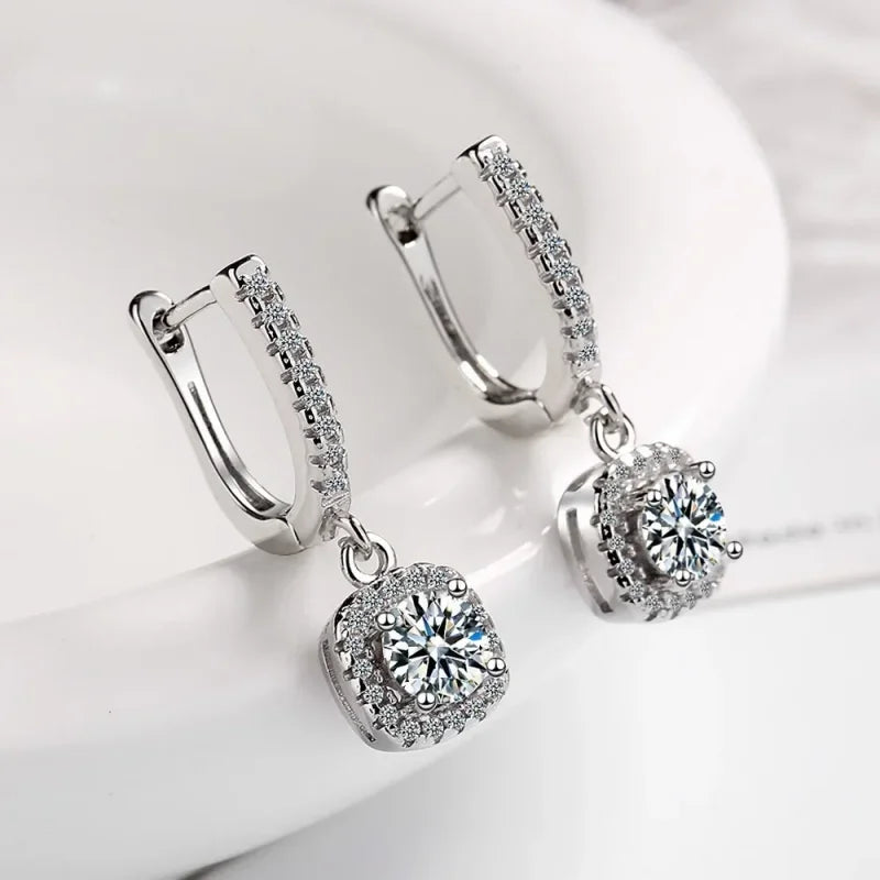 Dainty Moissanite Huggie Hoops – Lab Created Diamond, Sterling Silver