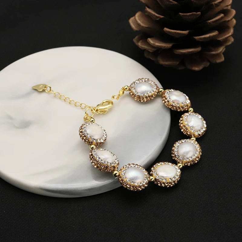 Luxury Baroque Pearl Zircon Bracelet Korean Fashion Jewelry