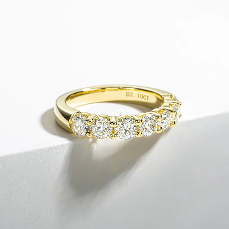 Luxury Moissanite Engagement and Wedding Ring in Sterling Silver with Gold Finish