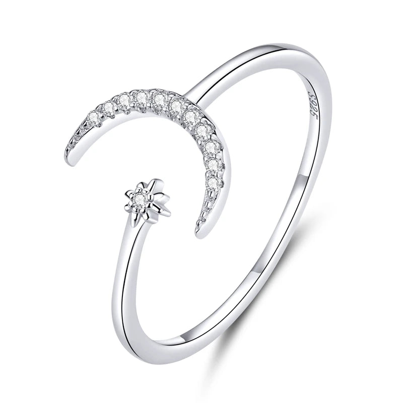 Women’s Adjustable Sterling Silver Zircon Stackable Engagement Ring