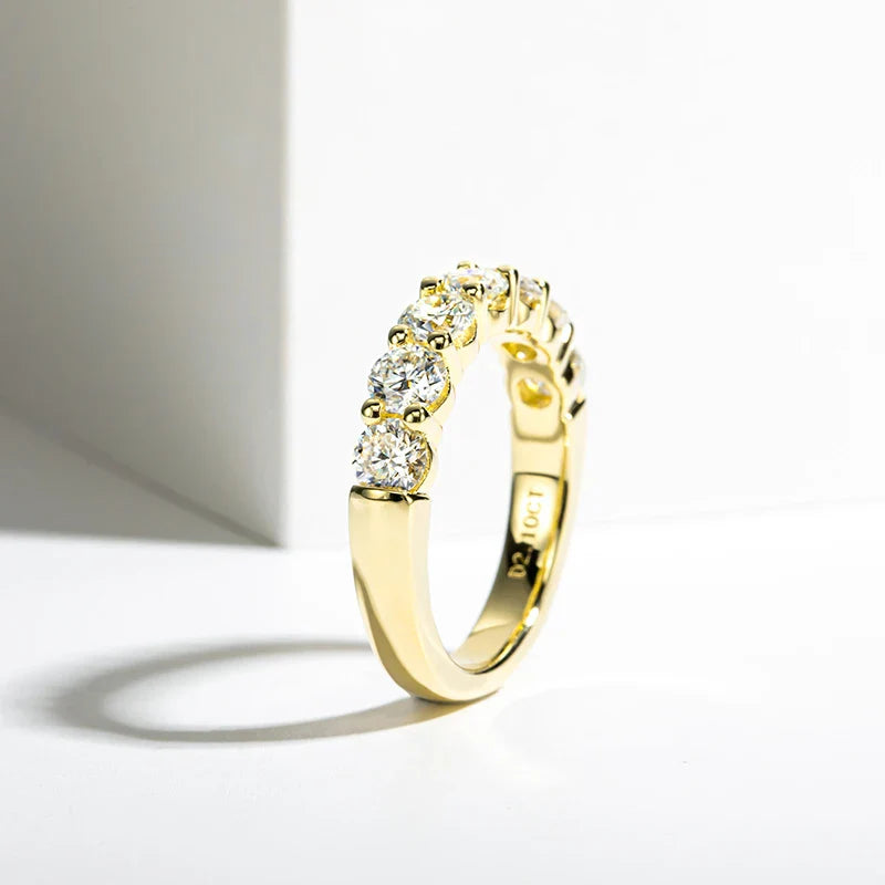 Luxury Moissanite Engagement and Wedding Ring in Sterling Silver with Gold Finish