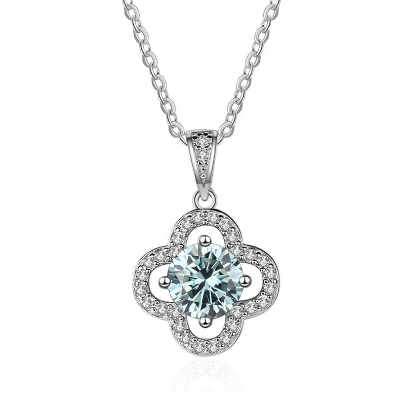 1 Carat Moissanite Pendant Necklace – D Color, 925 Silver