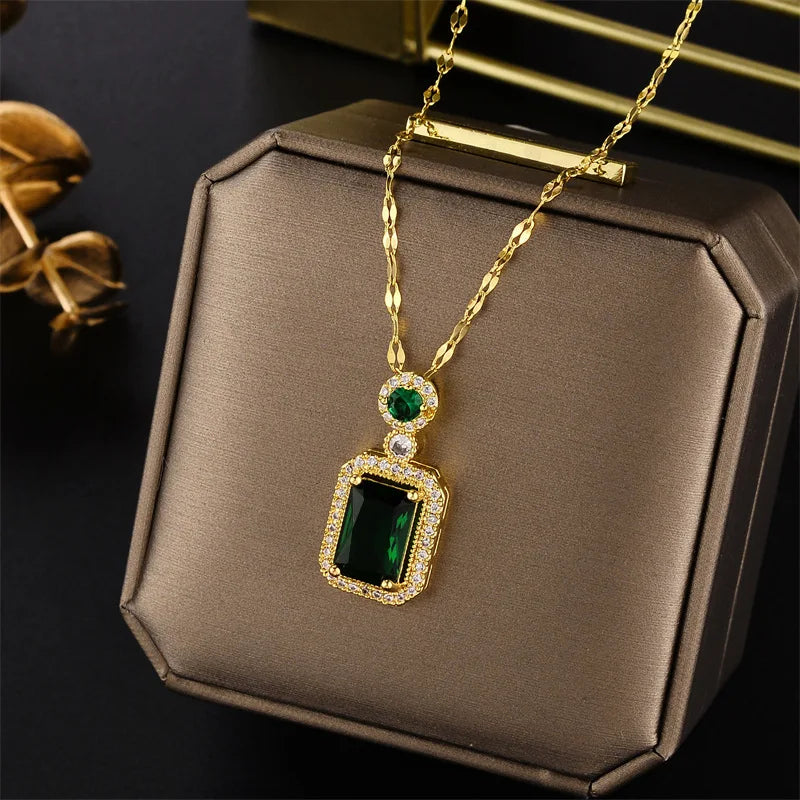 Luxury Zircon Crystal Pendant Necklace – Korean Fashion for Women