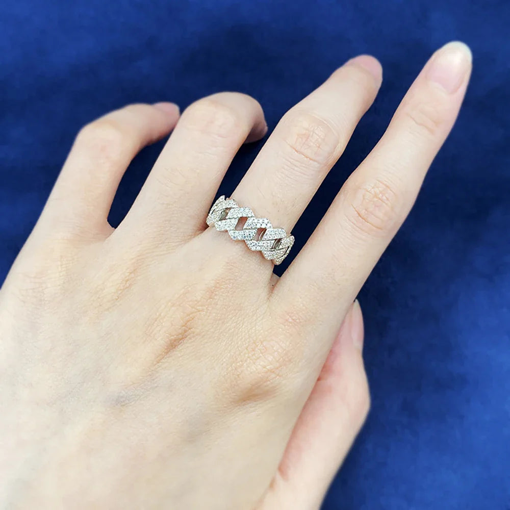 Luxury Moissanite Engagement and Wedding Ring Band in Silver