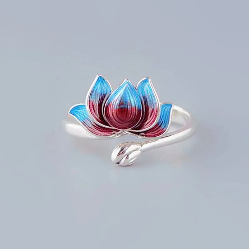 Mermaid Whale Tail Moonstone Stackable Ring – Blue Green Silver