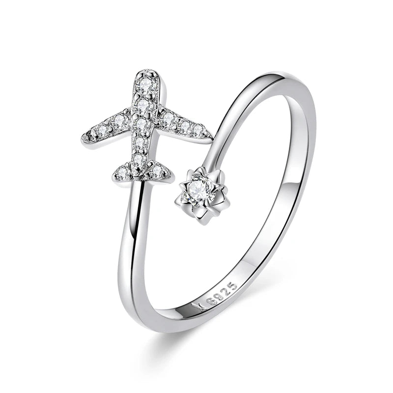 Women’s Adjustable Sterling Silver Zircon Stackable Engagement Ring
