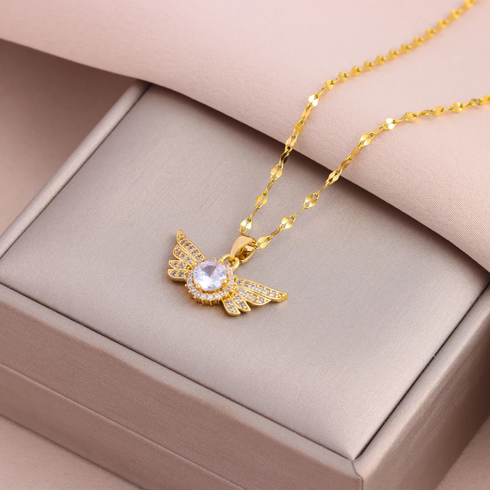 Gold Plated Stainless Steel Necklace for Women – Pendant Clavicle Chain