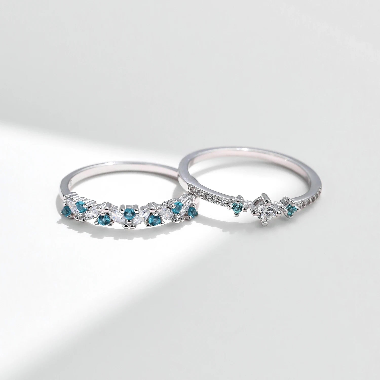 Mint Green Paraiba CZ Eternity Ring – Sterling Silver Stackable Band