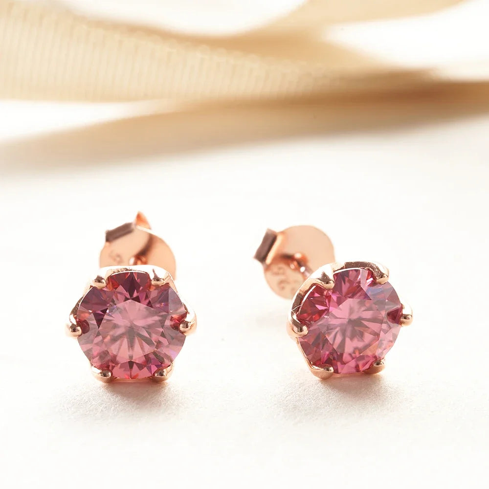 Wedding Moissanite Stud Earrings – Lab Created Diamond, Gold Plated Silver