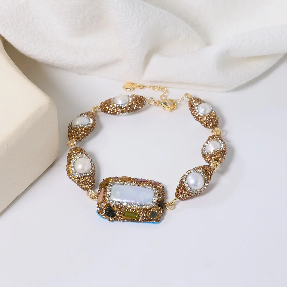 Luxury Baroque Pearl Zircon Bracelet Korean Fashion Jewelry