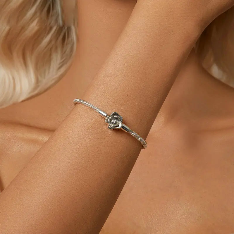 Sterling Silver Rose Bracelet for Women – Romantic Daily Wear Jewelry