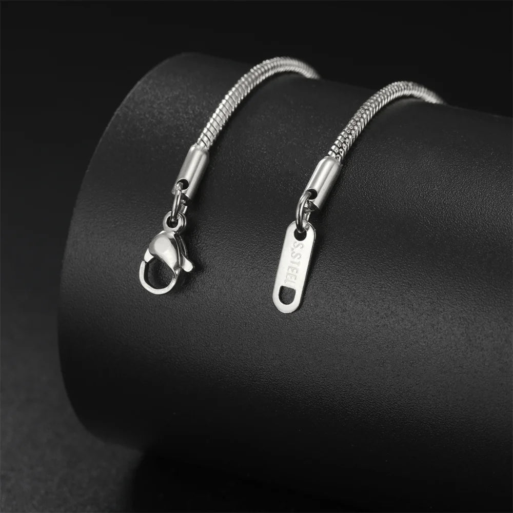 Unisex Stainless Steel Round Snake Chain Necklace – Fashion Jewelry