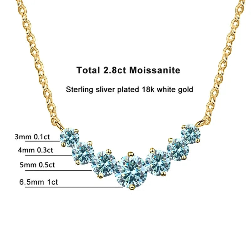 Moissanite Necklace for Women | 18K Gold Plated 925 Silver, GRA Certified
