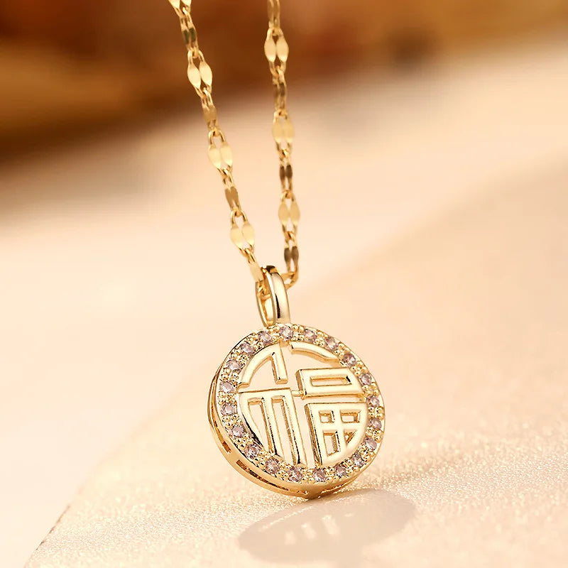 Luxury Zircon Crystal Pendant Necklace – Korean Fashion for Women