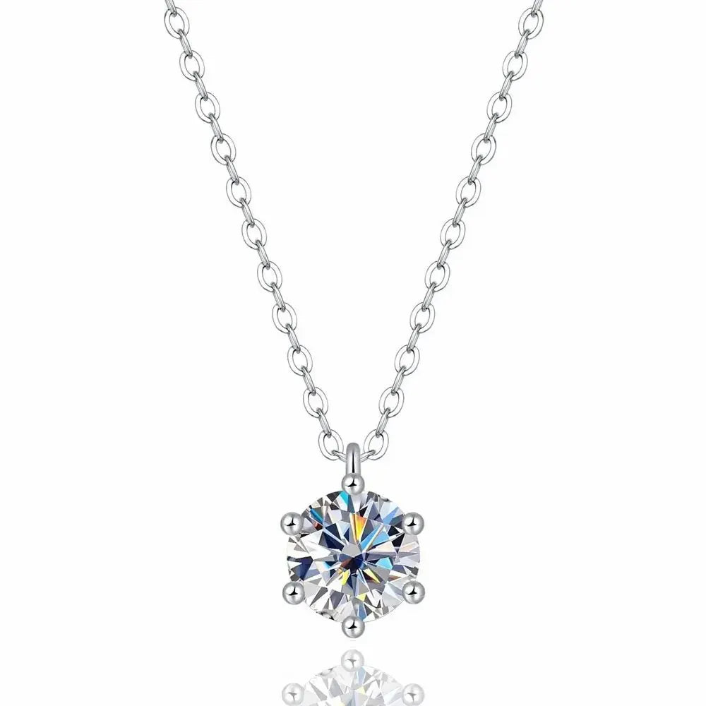 1 Ct D-Color Moissanite Pendant Necklace – Sterling Silver, GRA Certified