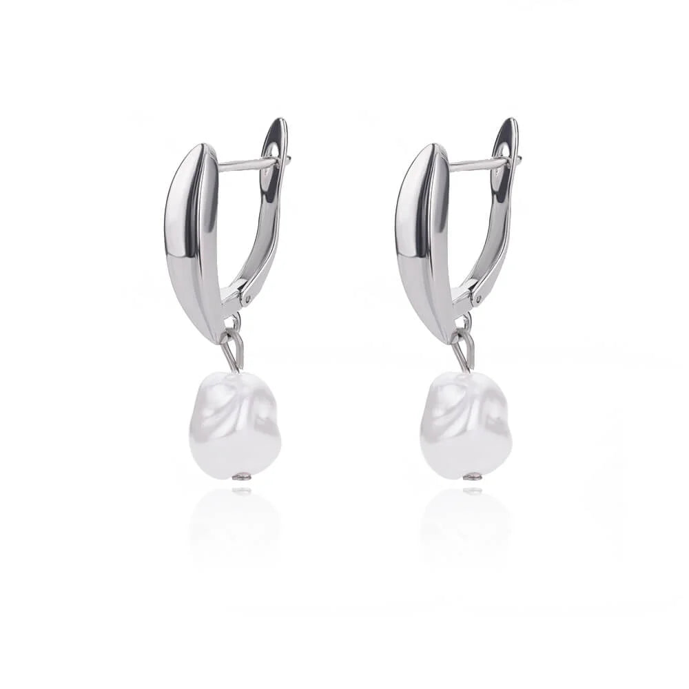 Baroque Pearl Circle Earrings for Women – Vintage Punk Clip-On