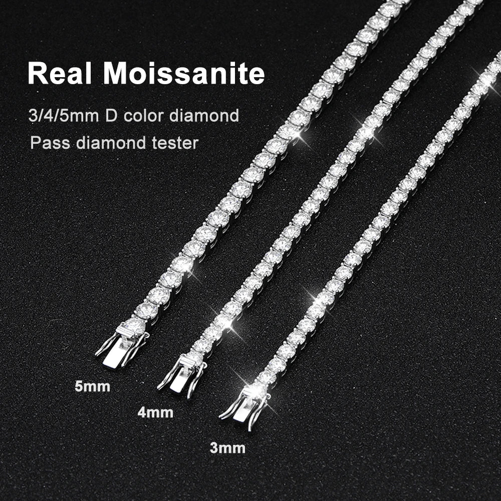Moissanite Tennis Bracelet – 18k White Gold Silver GRA