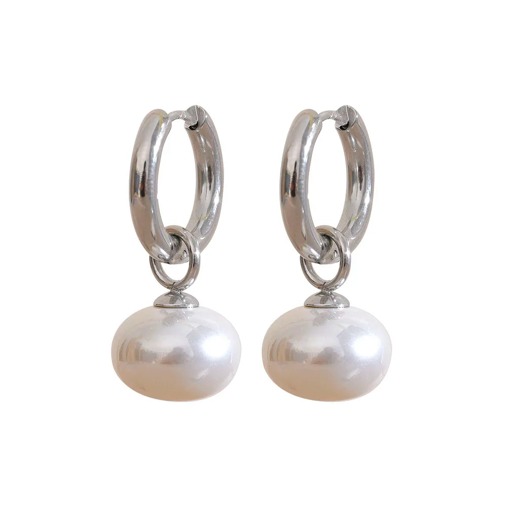 Gold Hoop Earrings with Pearls – Korean Fashion Jewelry