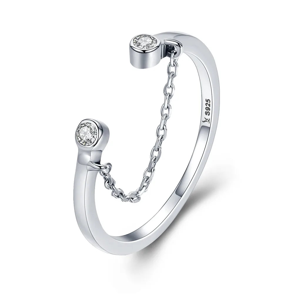Women’s Adjustable Sterling Silver Zircon Stackable Engagement Ring