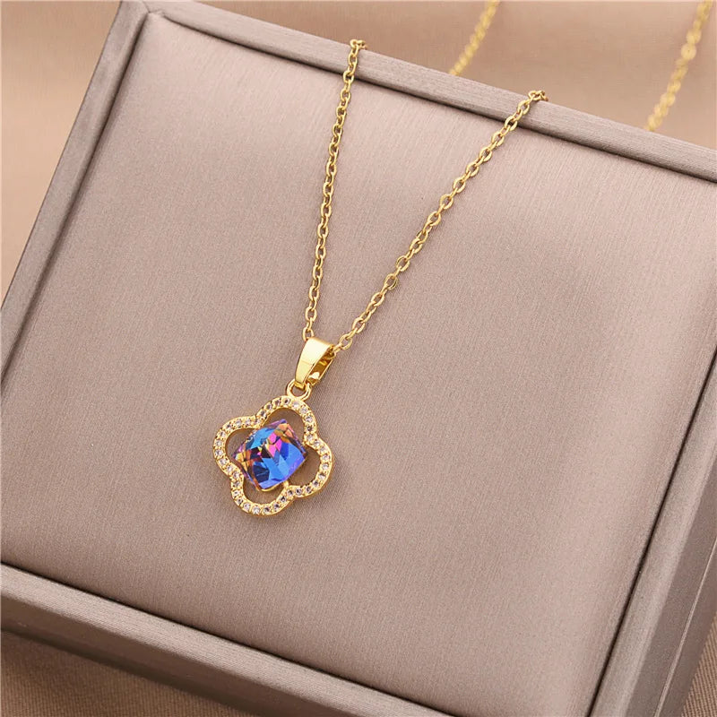 Pendant Stainless Steel Necklace – Korean Fashion for Women