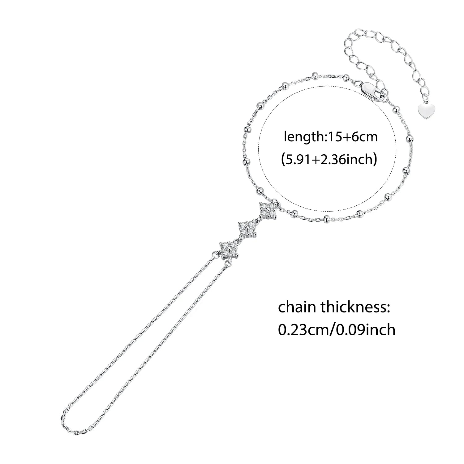 Sterling Silver Tassel Finger Chain Bracelet for Women