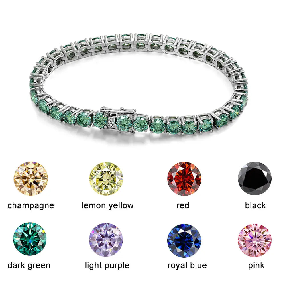 Green Moissanite Tennis Bracelet – Lab Diamond Silver Jewelry