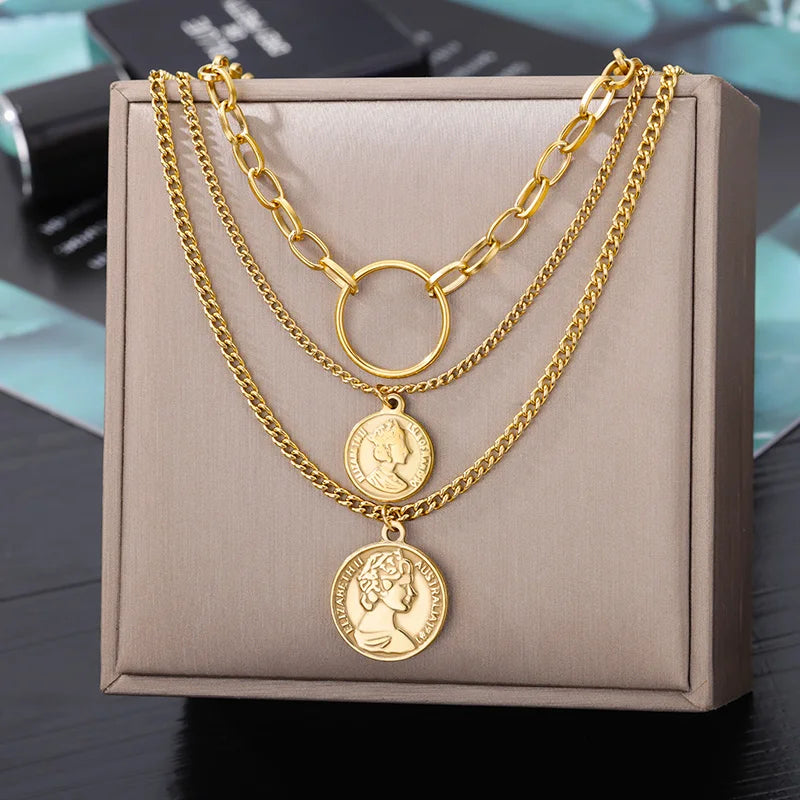 Gold Goth Heart Choker Necklace for Women – Stainless Steel