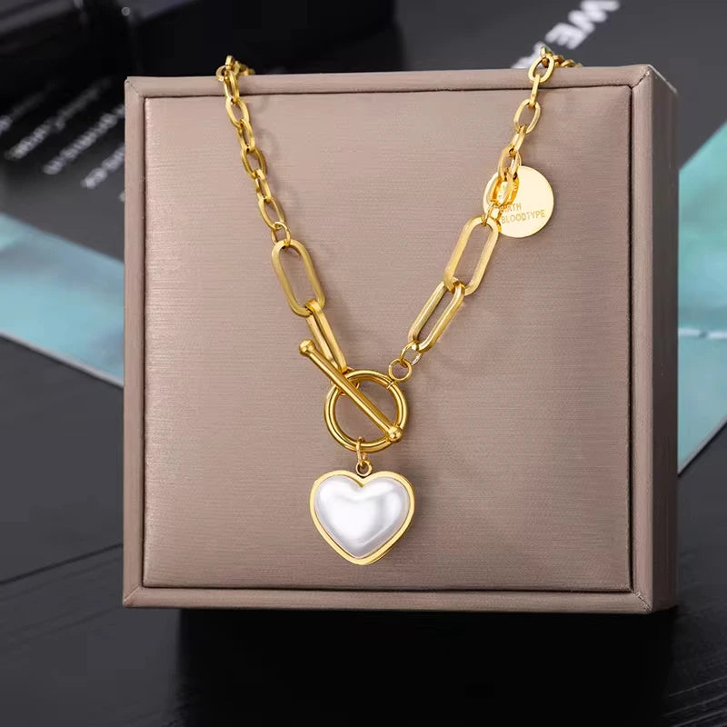 Gold Goth Heart Choker Necklace for Women – Stainless Steel