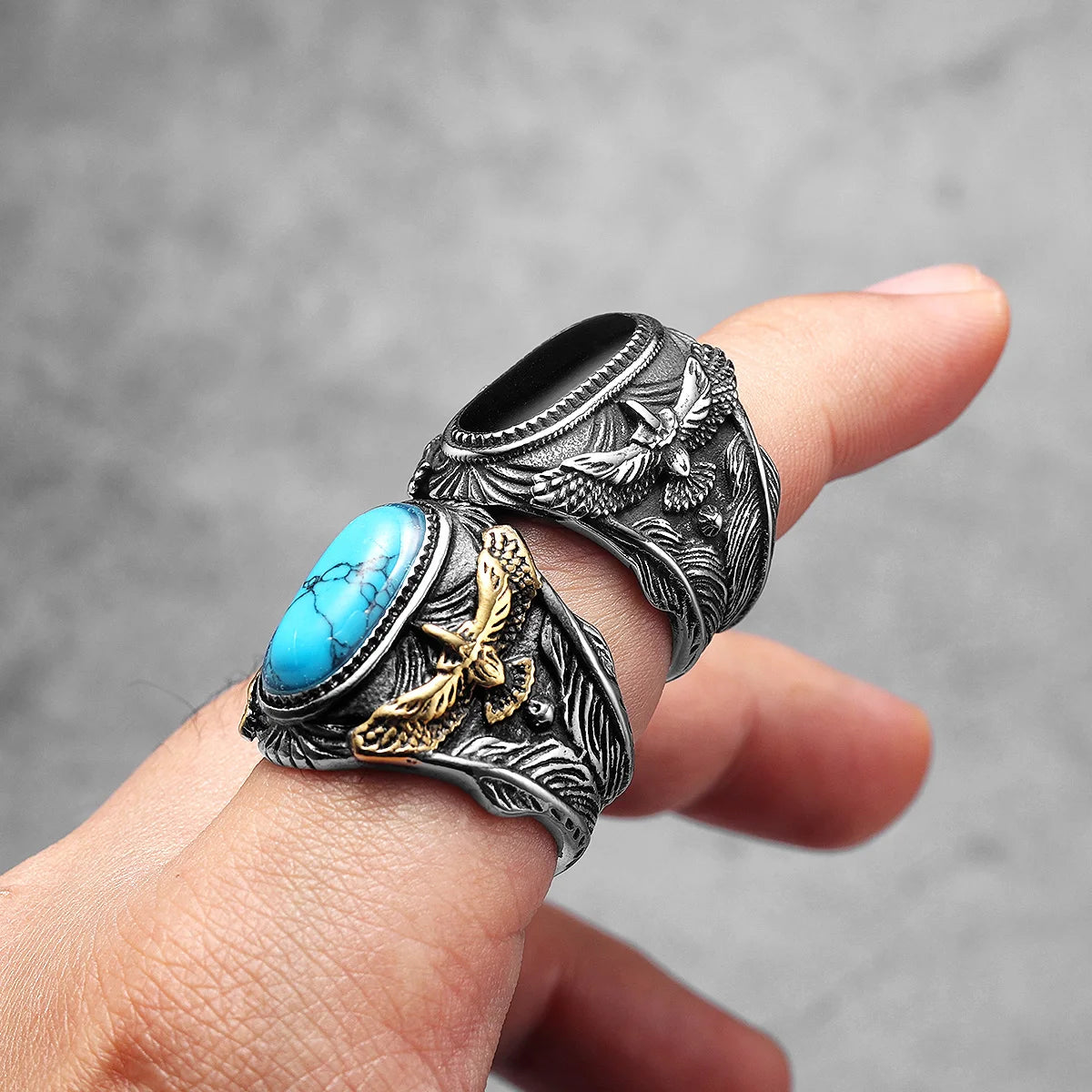 Soar Gemstone Eagle Ring – Punk Stainless Steel Jewelry