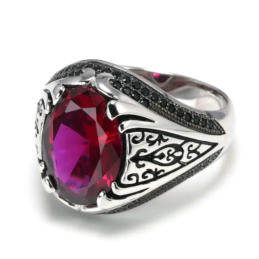 Luxury Turkish Silver Ring with Zircon Stone – Vintage Style