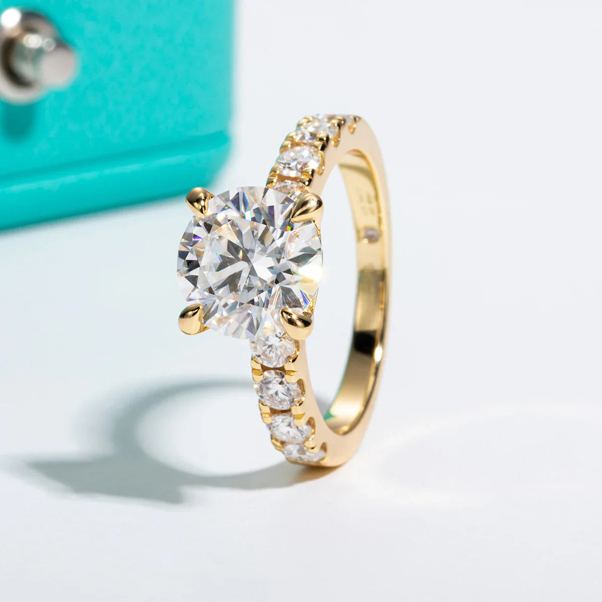 Luxury Moissanite Engagement Ring and Wedding Band in Sterling Silver