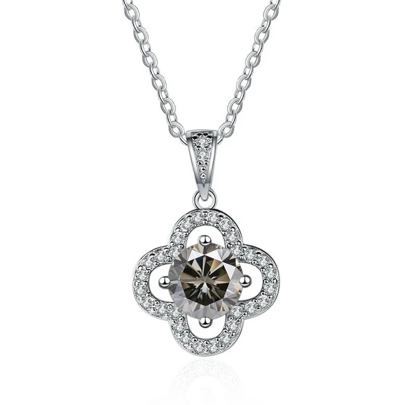 1 Carat Moissanite Pendant Necklace – D Color, 925 Silver