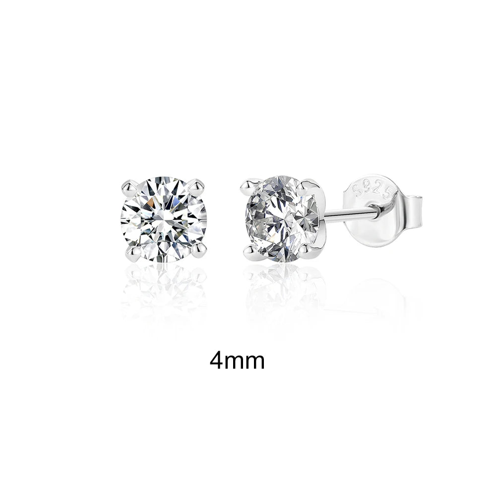 Luxury Moissanite Piercing Earrings in 925 Sterling Silver – Classic Sparkling Studs