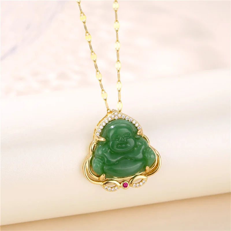 Trendy Green Zircon Pendant Necklace for Women