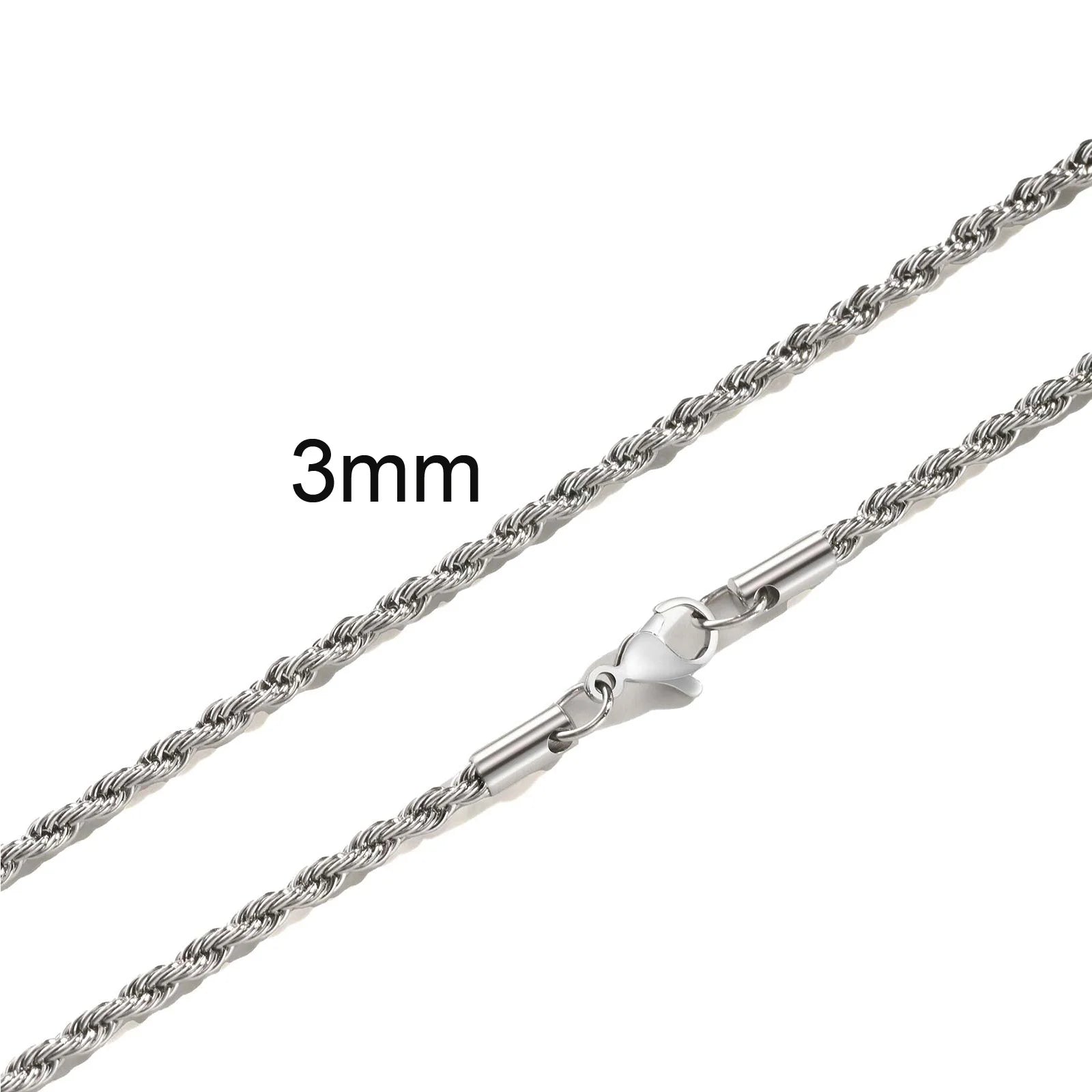 Gold Twisted Rope Chain Necklace – Men & Women Stainless Steel