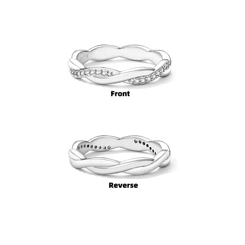 Sterling Silver Twisted Rope CZ Eternity Band – Gold Plated