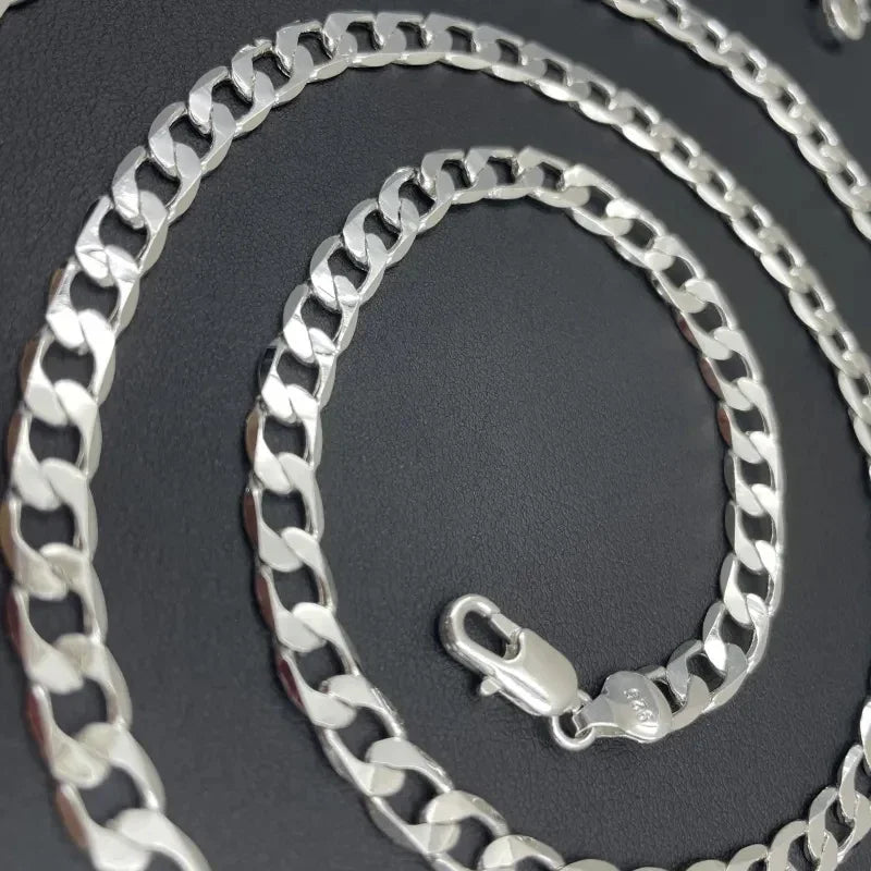 Sterling Silver Face Chain Necklace – Lobster Clasp, Unisex Jewelry Gift