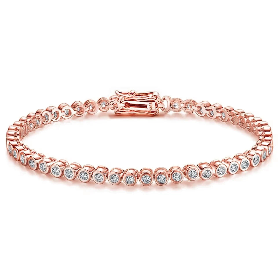 Moissanite Tennis Bracelet Sterling Silver Gold Plated