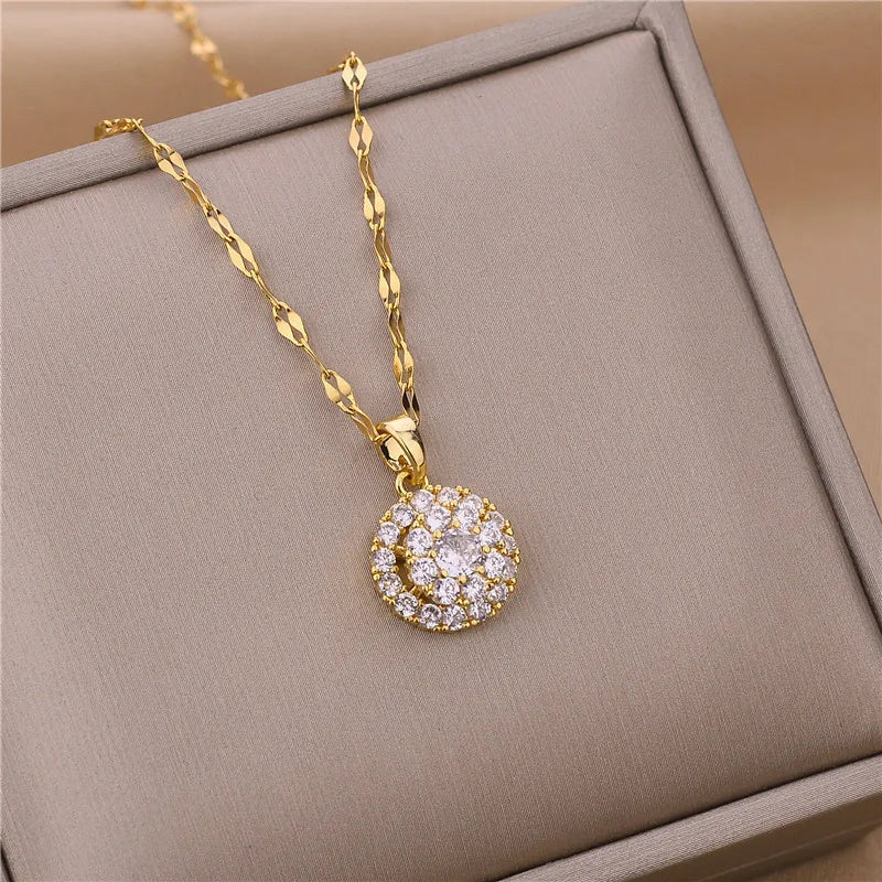 Pendant Stainless Steel Necklace – Korean Fashion for Women