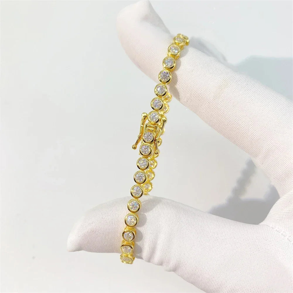 Moissanite Tennis Bracelet Sterling Silver Gold Plated