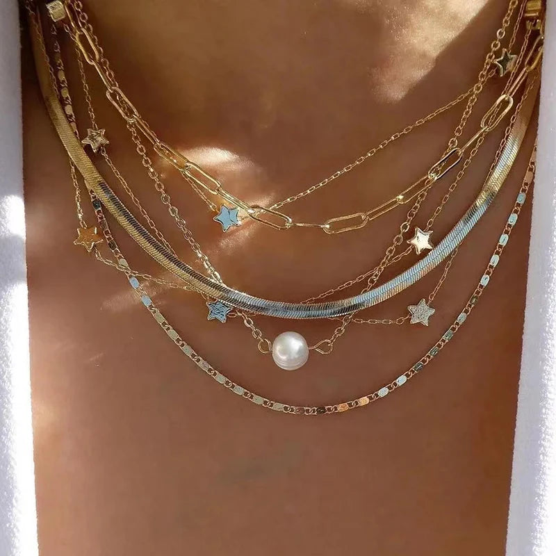 Multilayer Crystal Butterfly Heart Pendant Necklace for Women