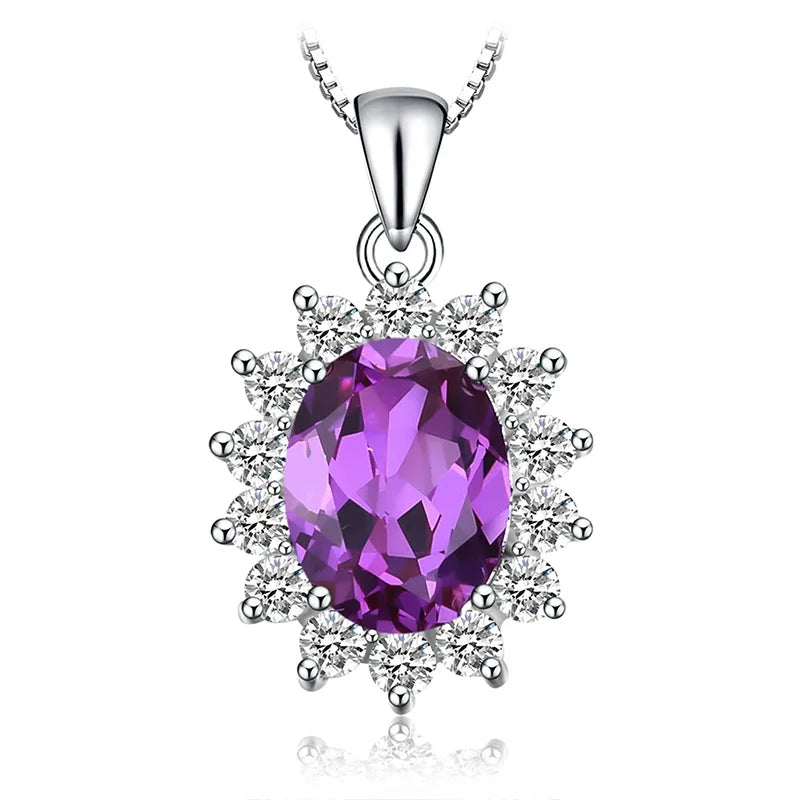 Diana Blue Sapphire Ruby Emerald Pendant – Sterling Silver (No Chain)