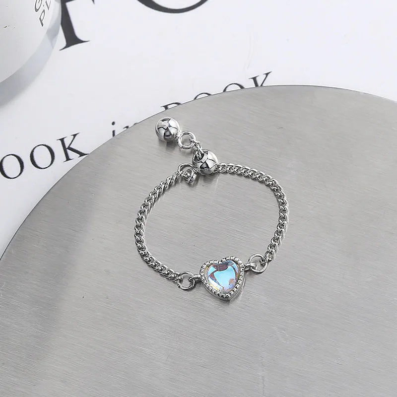 Mermaid Whale Tail Moonstone Stackable Ring – Blue Green Silver