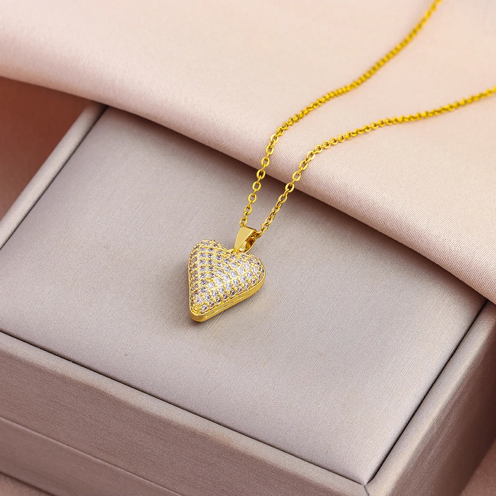 Luxury Zircon Crystal Pendant Necklace – Korean Fashion for Women